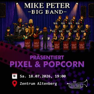 2026 Werbeplakat Pixel und Popcorn